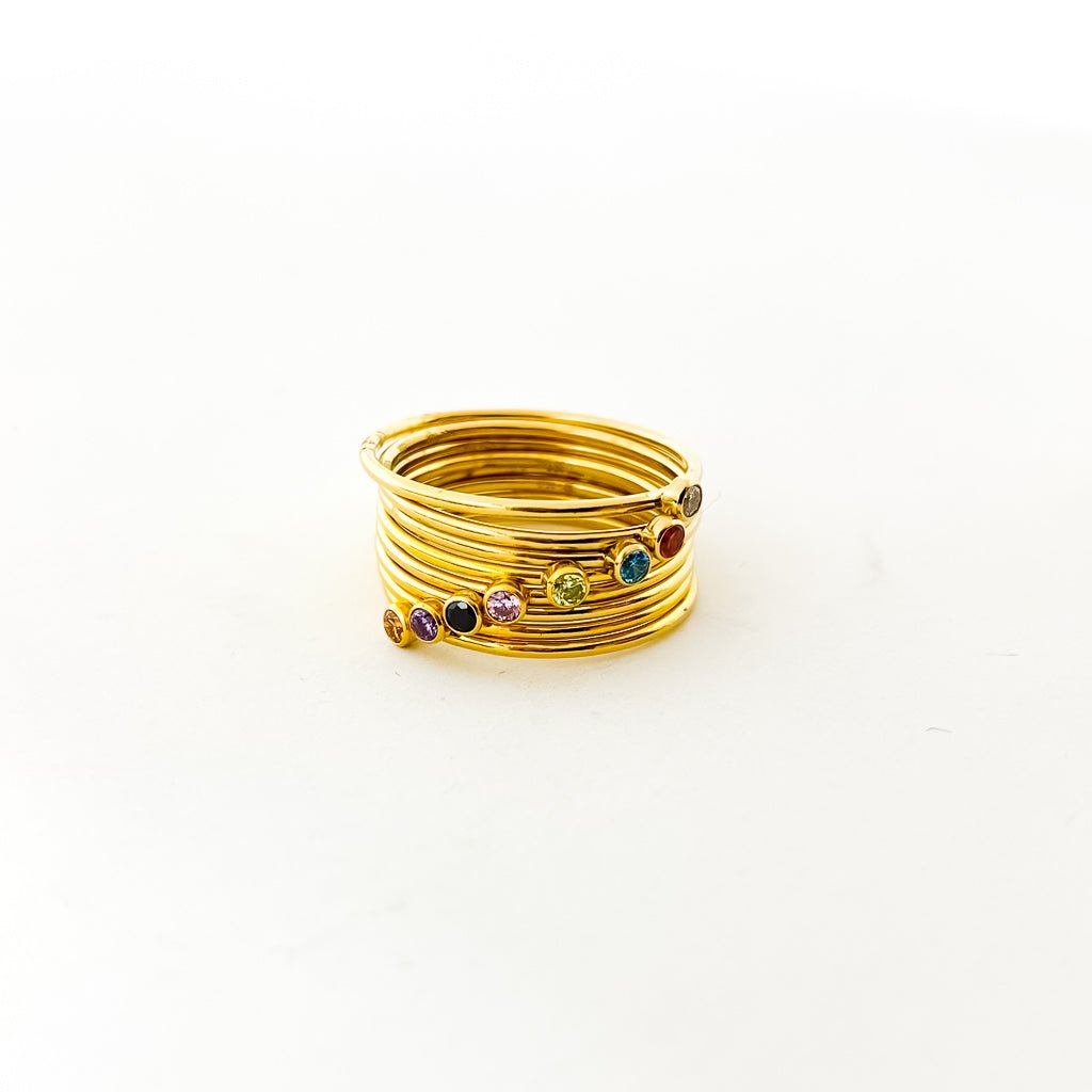 Bella Birthstone Stacking Ring | Gold - MTT Collective