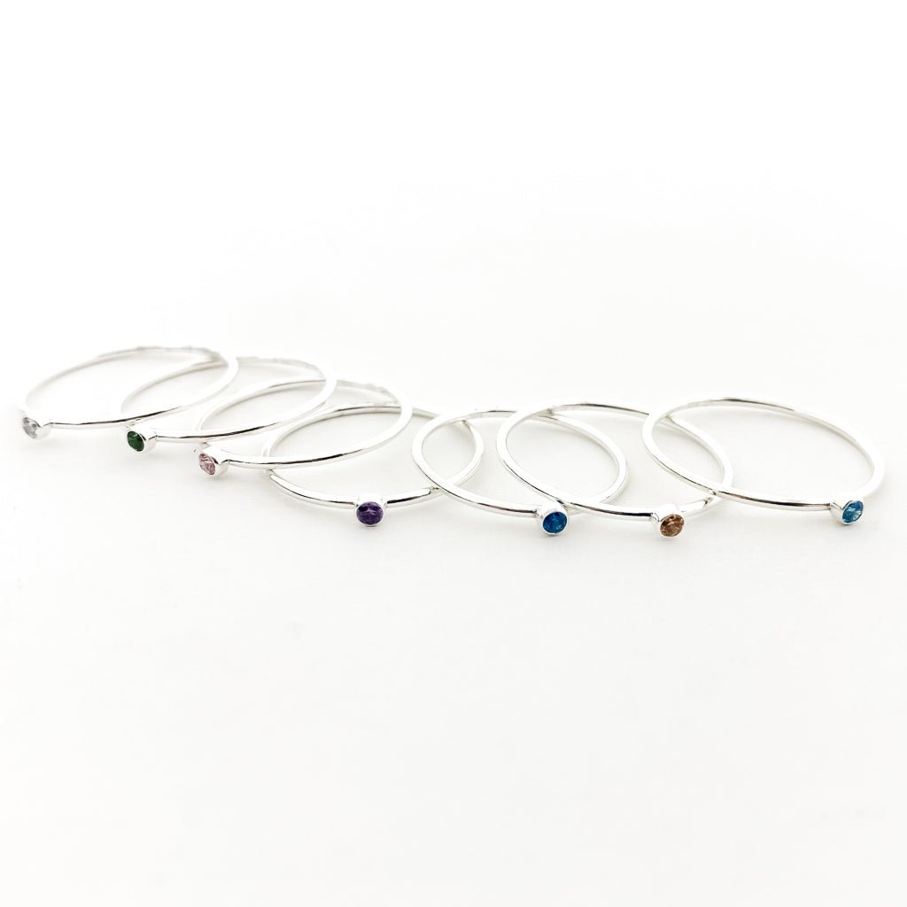Bella Birthstone Stacking Ring | Silver - MTT Collective