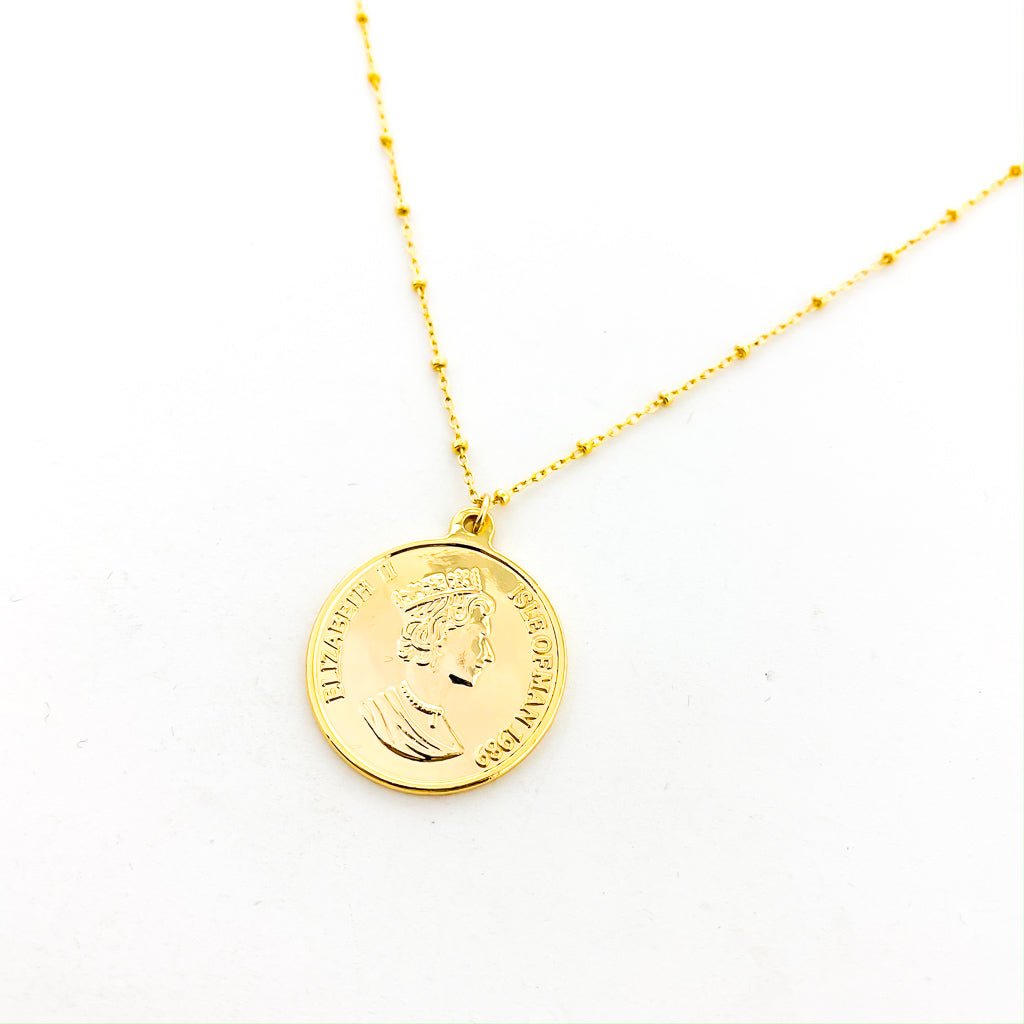 Blakely Large Elizabeth Dos Pesos Coin Necklace | Design Satellite Chain | Gold - MTT Collective