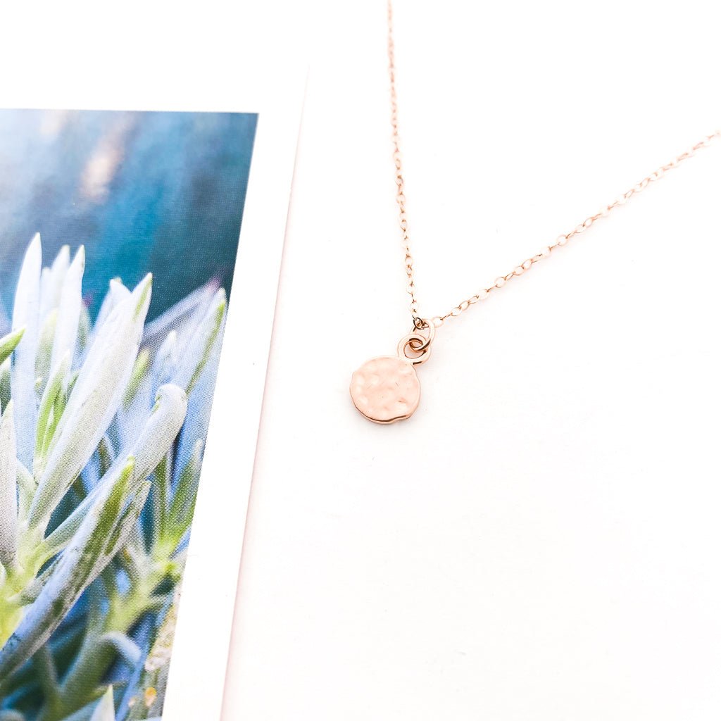 Brielle Textured Vermeil Charm Necklace | Rose Gold - MTT Collective