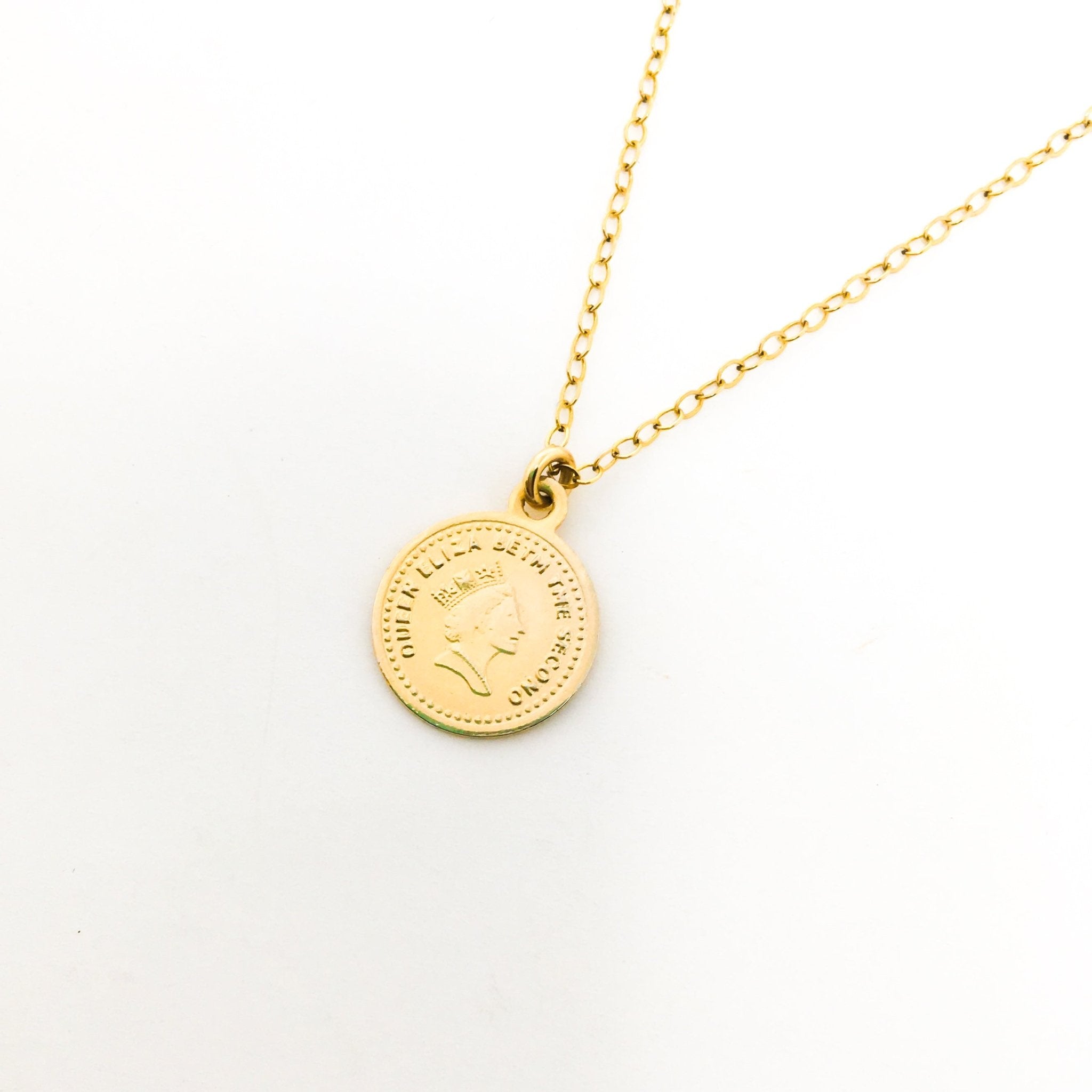 Daphne Mini Double - Sided Queen Elizabeth Coin Necklace | Gold - MTT Collective