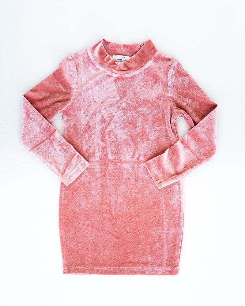 DELTA MOCK NECK DRESS - MOMMY & ME - CHILDREN'S - ANTIQUE BRASS VELOUR - MTT Collective