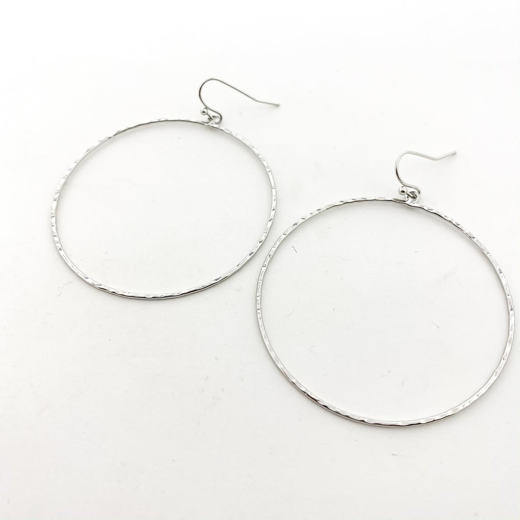 Demi Twisted Hammered Hoop Earrings | Silver - MTT Collective