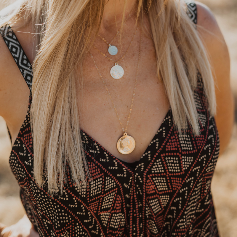 LARGE DOUBLE-SIDED ELIZABETH ISLE COIN NECKLACE | 14K GOLD-FILLED - MTT Collective