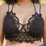 Plus Size Padded Crochet Lace Longline Bralette - MTT Collective