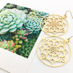 Floral Framed Brushed Earrings | Gold - MTT Collective