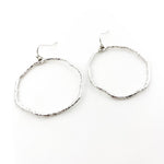 LARGE TWISTED HAMMERED HOOP EARRINGS | RHODIUM PLATED - MTT Collective