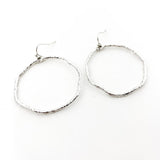 LARGE TWISTED HAMMERED HOOP EARRINGS | RHODIUM PLATED - MTT Collective