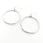 LARGE TWISTED HAMMERED HOOP EARRINGS | RHODIUM PLATED - MTT Collective