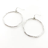 LARGE TWISTED HAMMERED HOOP EARRINGS | RHODIUM PLATED - MTT Collective