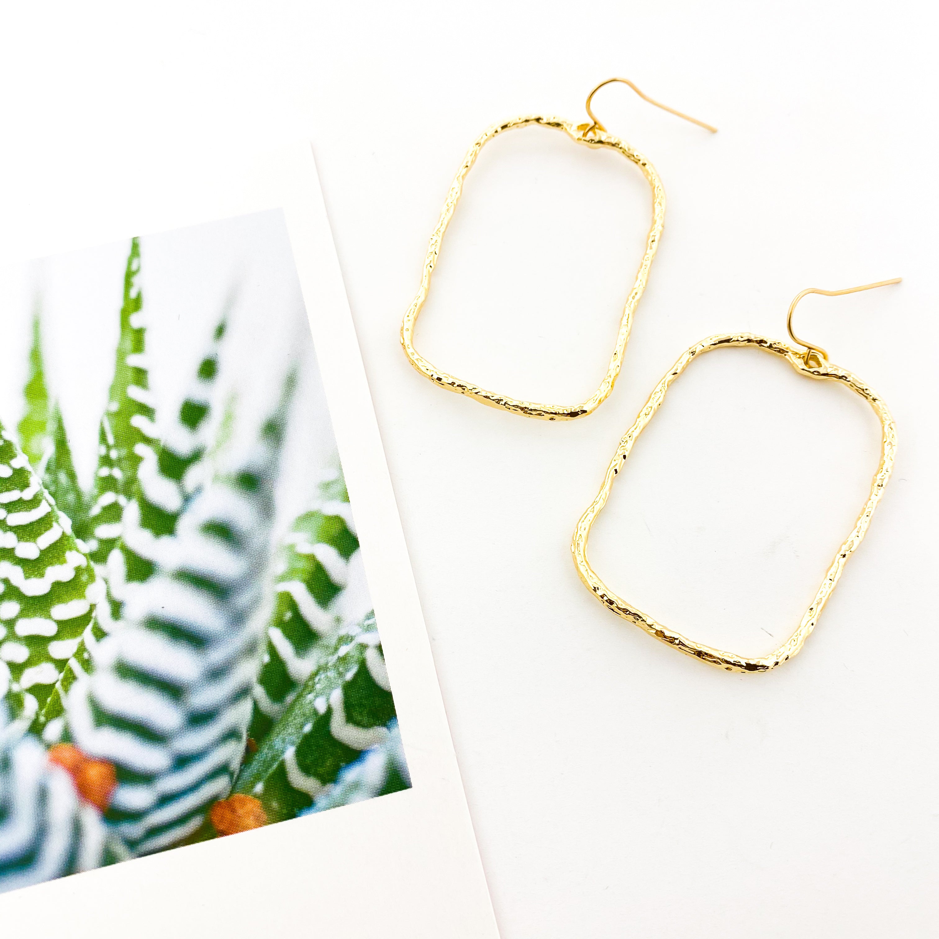 TWISTED HAMMERED WIDE RECTANGLE EARRINGS | 14K GOLD-FILLED - MTT Collective