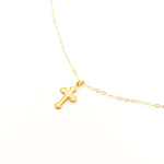 Genevieve Dainty Textured Cross Necklace | Gold - MTT Collective