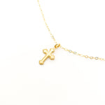 Genevieve Dainty Textured Cross Necklace | Gold - MTT Collective