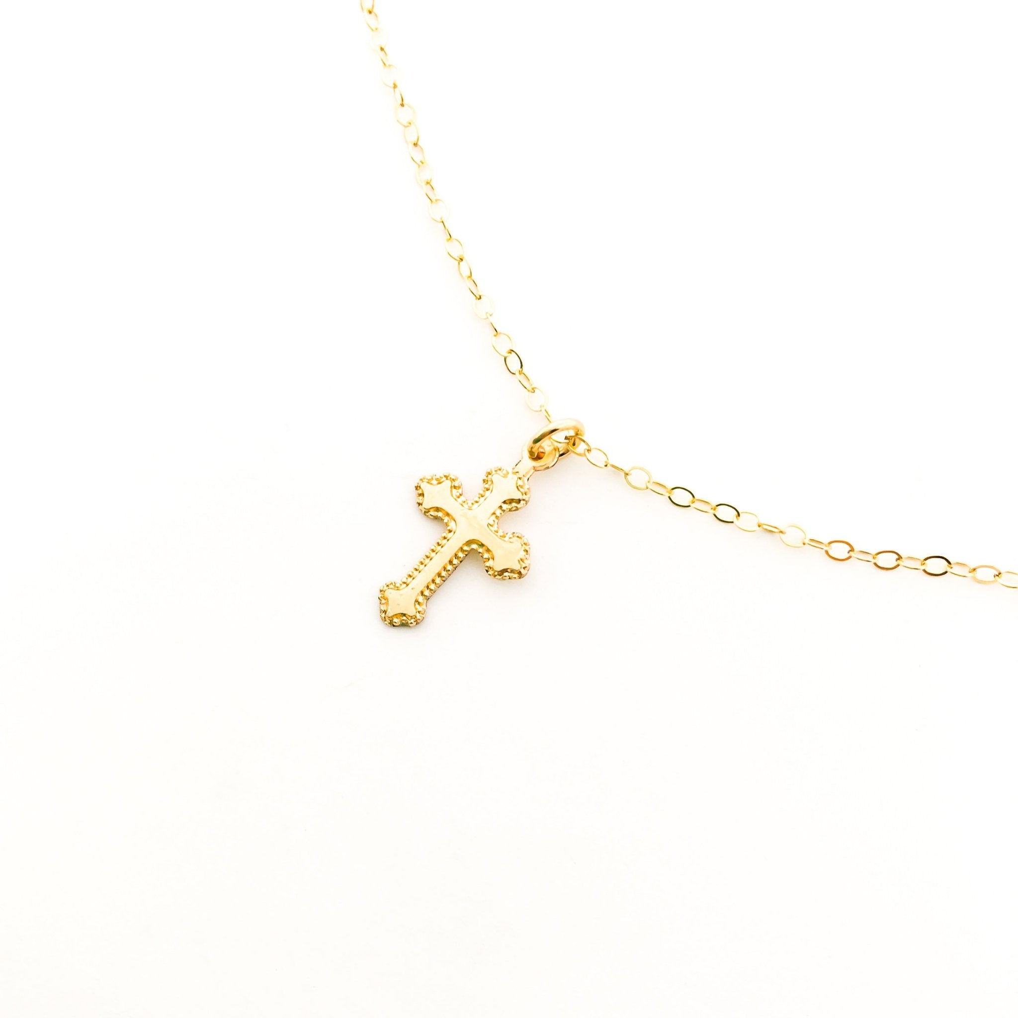Genevieve Dainty Textured Cross Necklace | Gold - MTT Collective