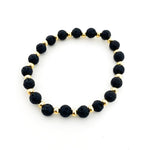 Gold Accented Single Pattern Lava Stone Bracelet | 6MM - MTT Collective