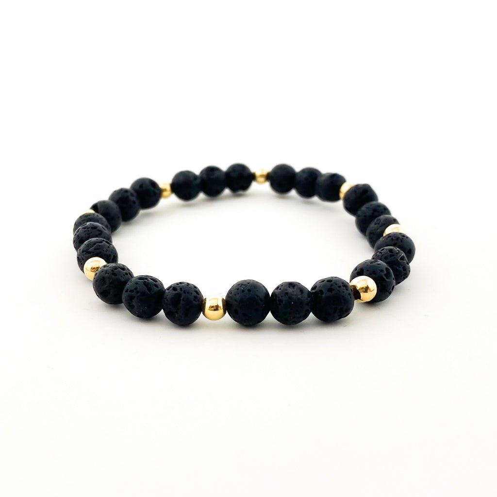Gold Accented Triple Lava Stone Bracelet | 6mm - MTT Collective