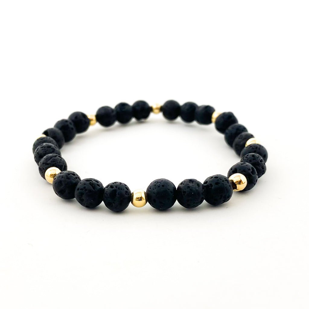 Gold Accented Triple Lava Stone Bracelet | 6mm - MTT Collective