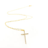 Grace Hanging Rhinestone Cross Necklace | Gold - MTT Collective