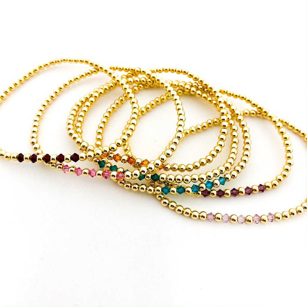 Gracie Beaded Birthstone Accented Bracelet | 3mm - MTT Collective