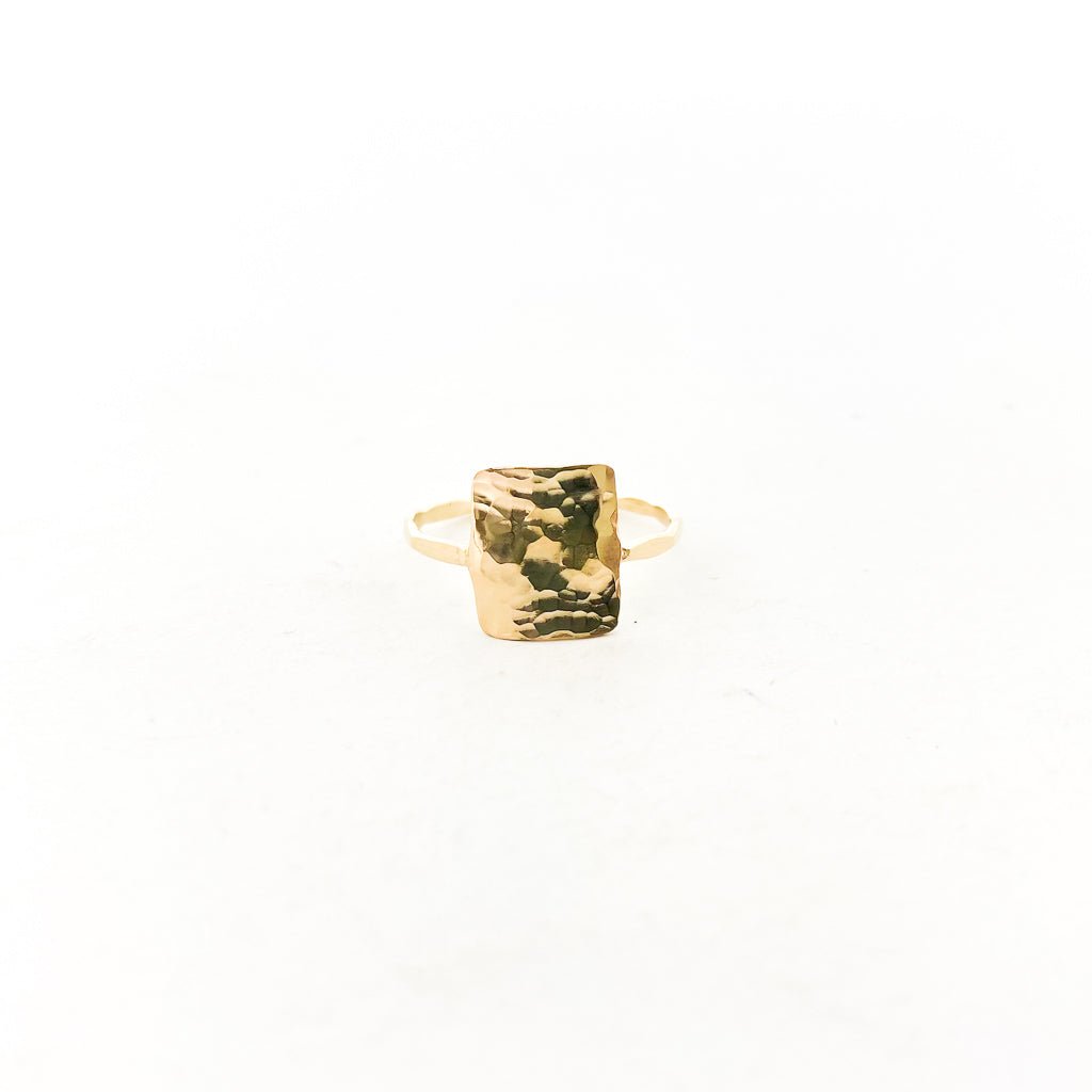 Impressions Hammered Rectangle Ring | Gold - MTT Collective