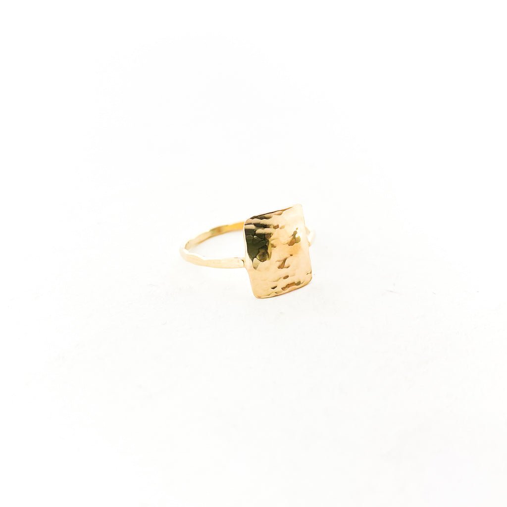 Impressions Hammered Rectangle Ring | Gold - MTT Collective