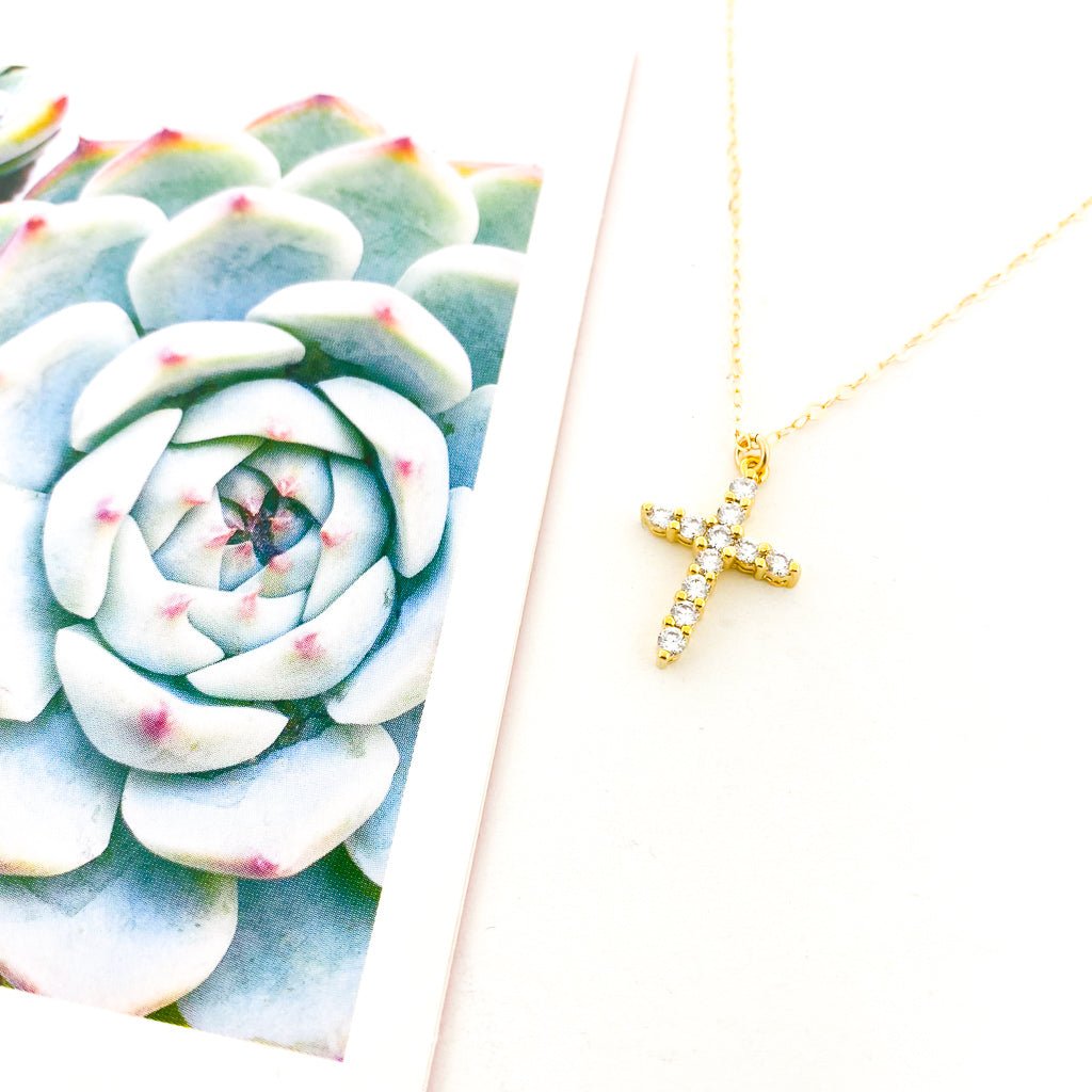 Isabelle Rhinestone Rugged Cross Necklace - MTT Collective