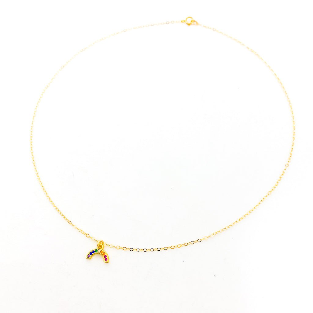 Jane Rainbow Rhinestone Necklace | Gold - MTT Collective
