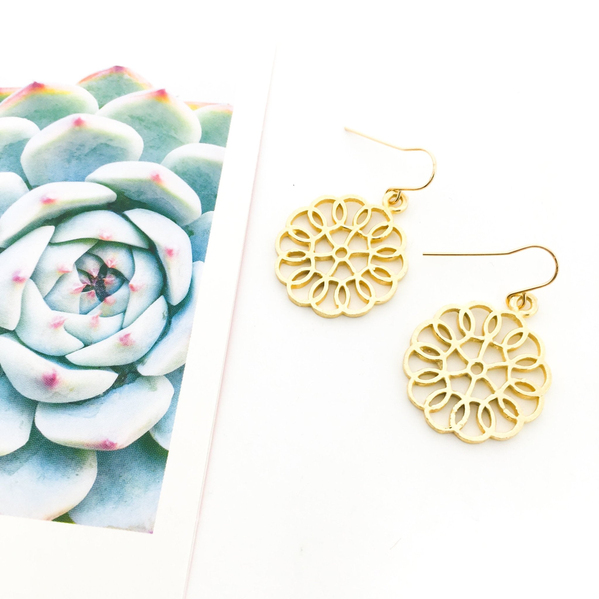 Julianna Brushed Circle Patterned Earrings | Gold - MTT Collective