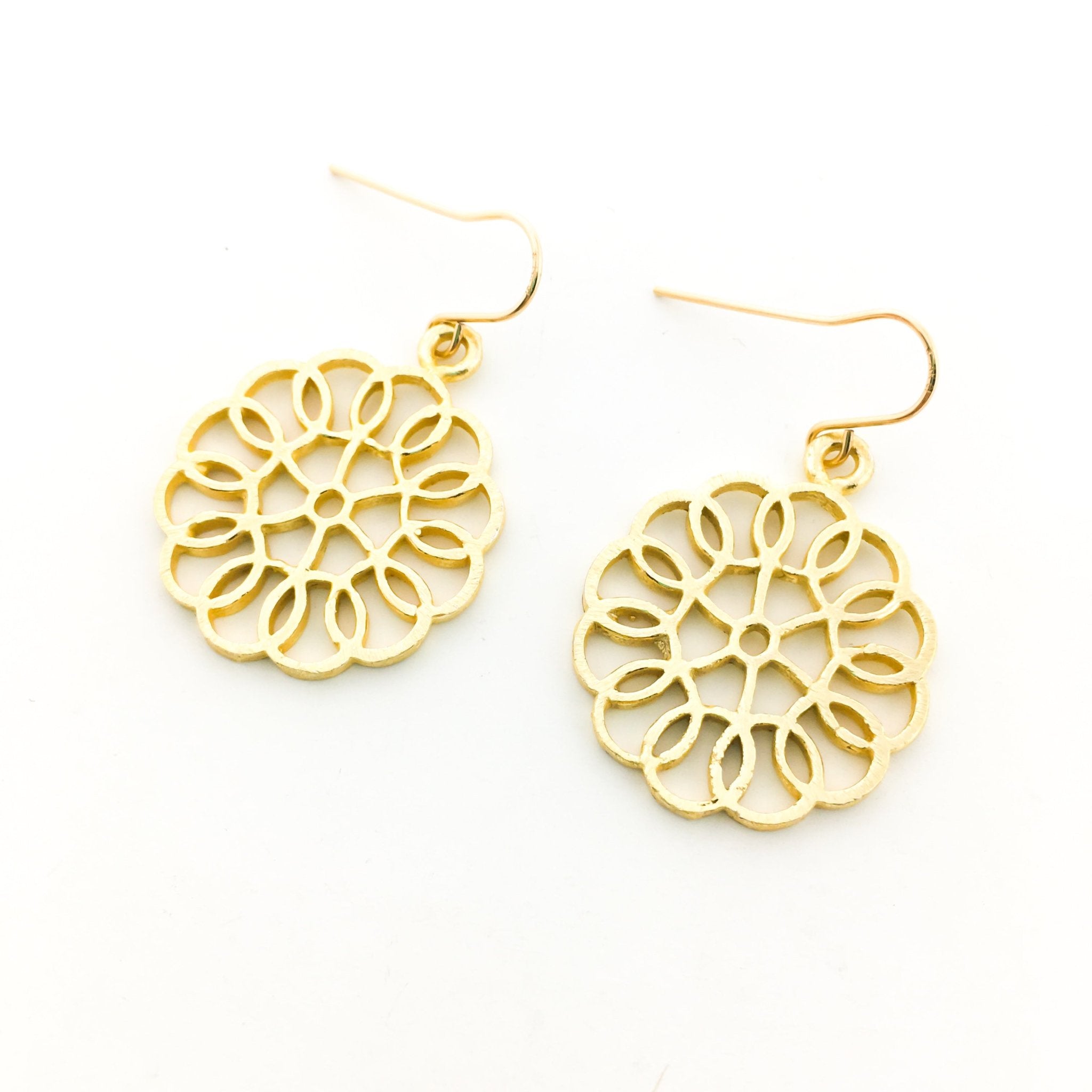 Julianna Brushed Circle Patterned Earrings | Gold - MTT Collective