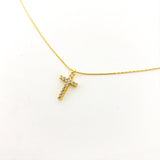Katherine Hanging Rhinestone Cross Necklace | Smooth Chain | Gold - MTT Collective