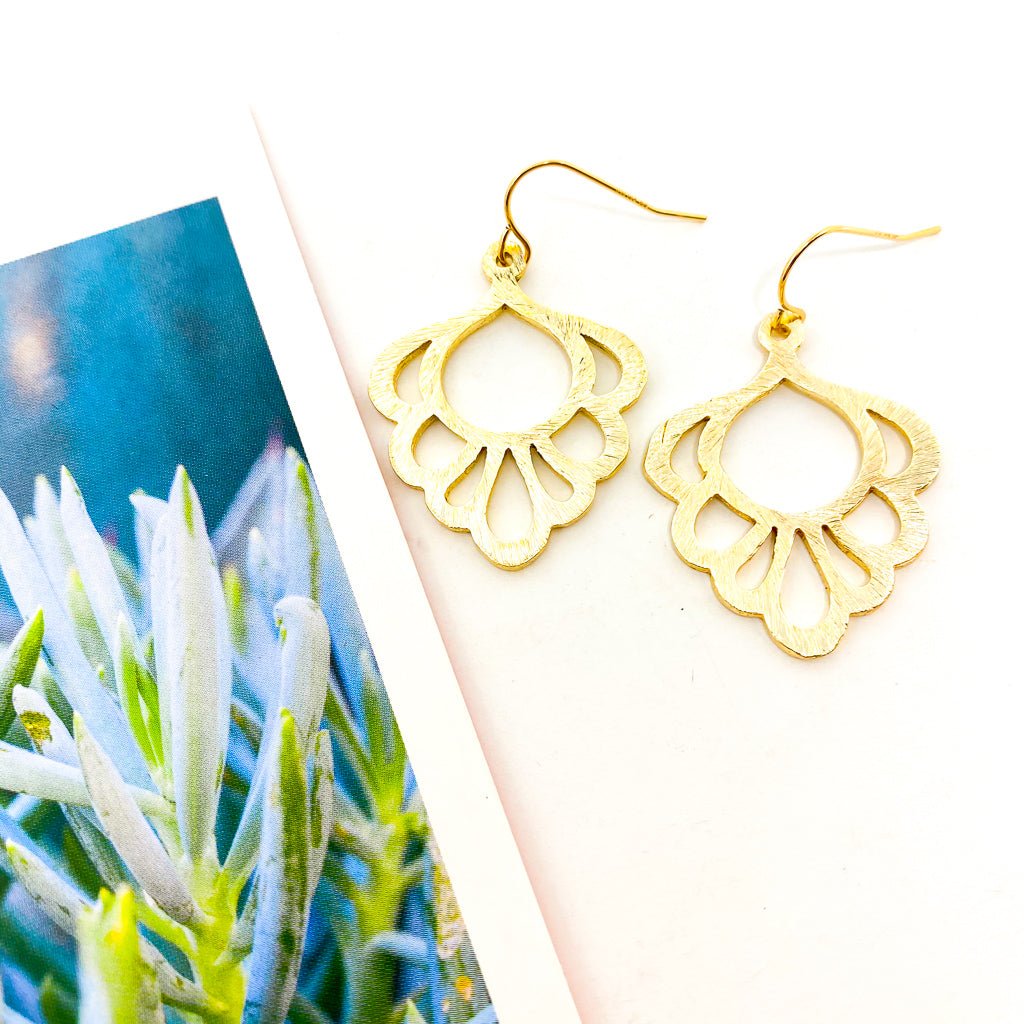 Khloe Brushed Lace Drop Earrings | Gold - MTT Collective