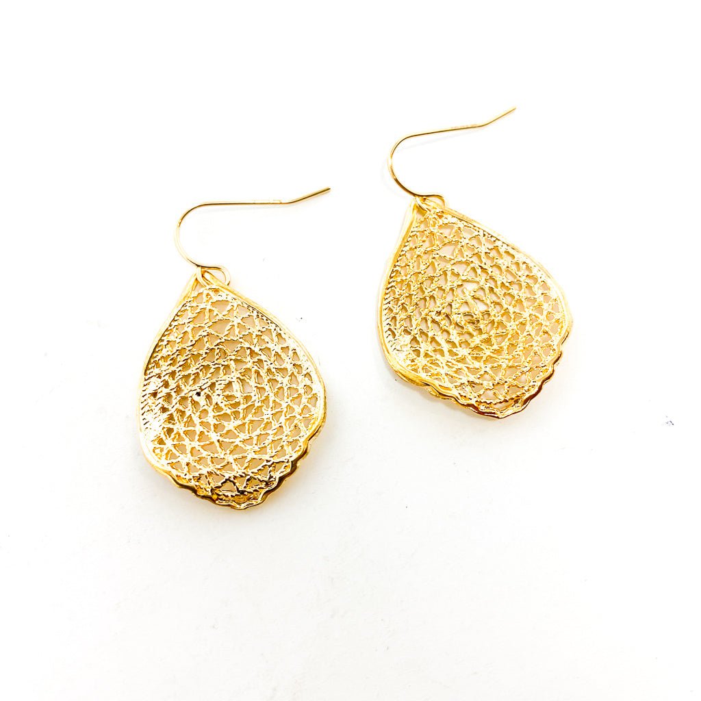 Lainey Patterned Leaf Earrings | Gold - MTT Collective