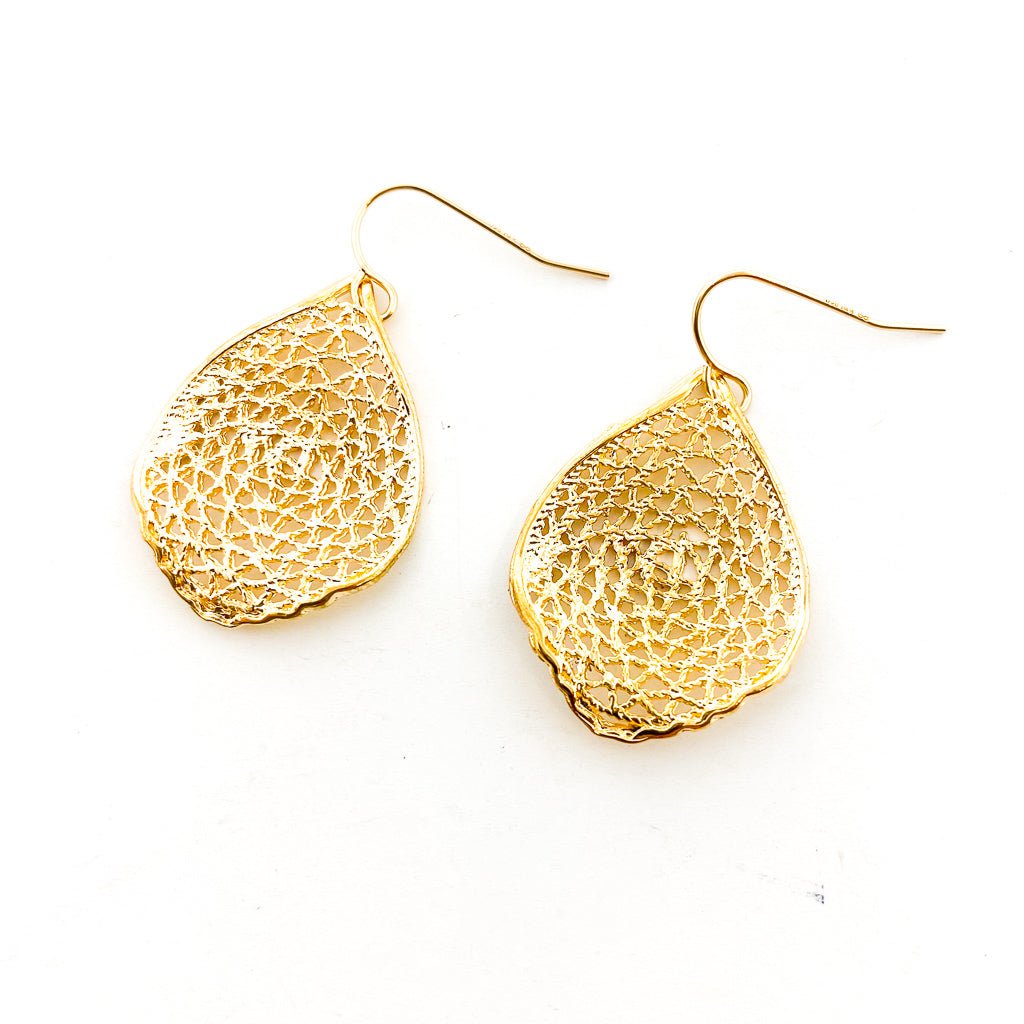 Lainey Patterned Leaf Earrings | Gold - MTT Collective