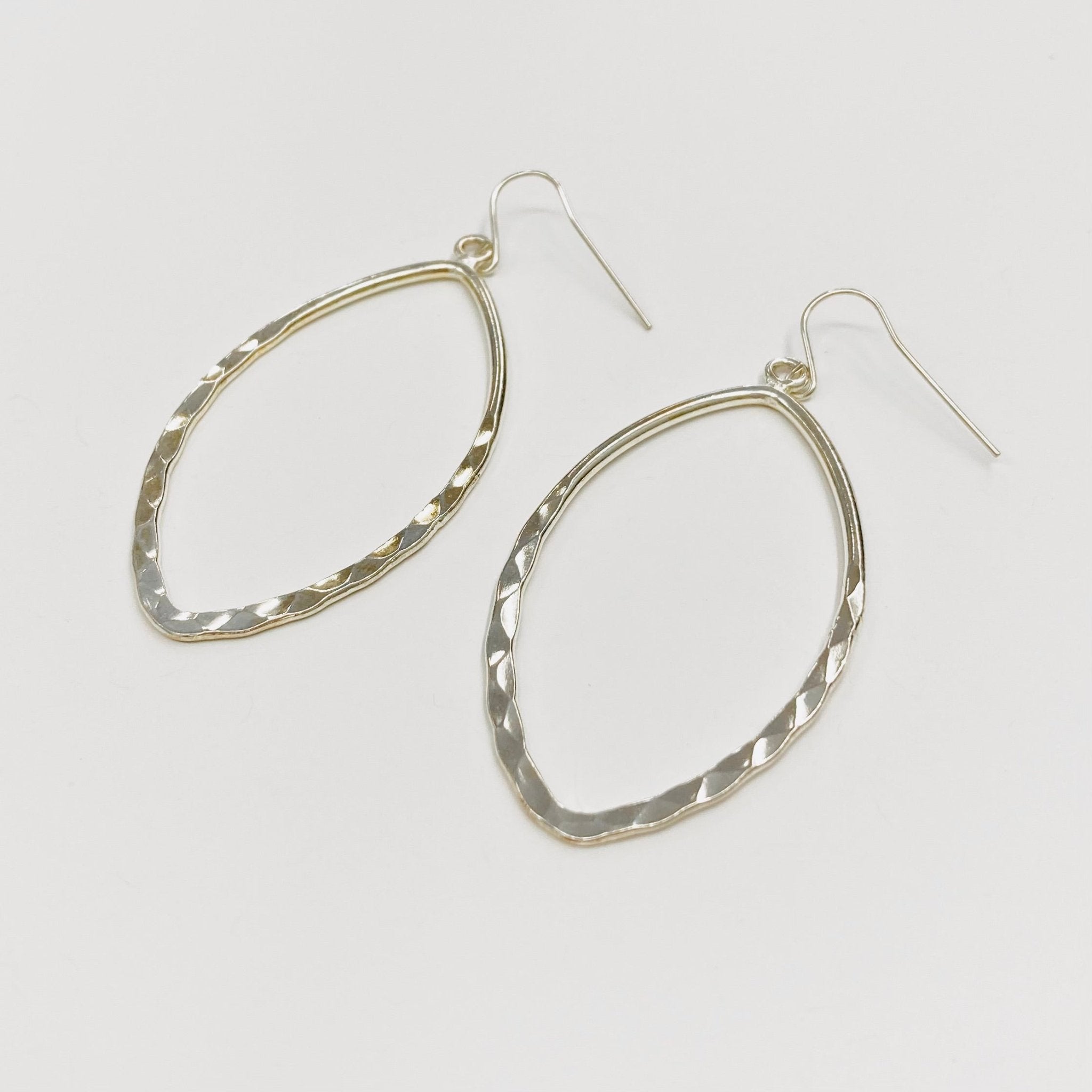 Lennon Small Hammered Diamond Shaped Earrings | Silver - MTT Collective