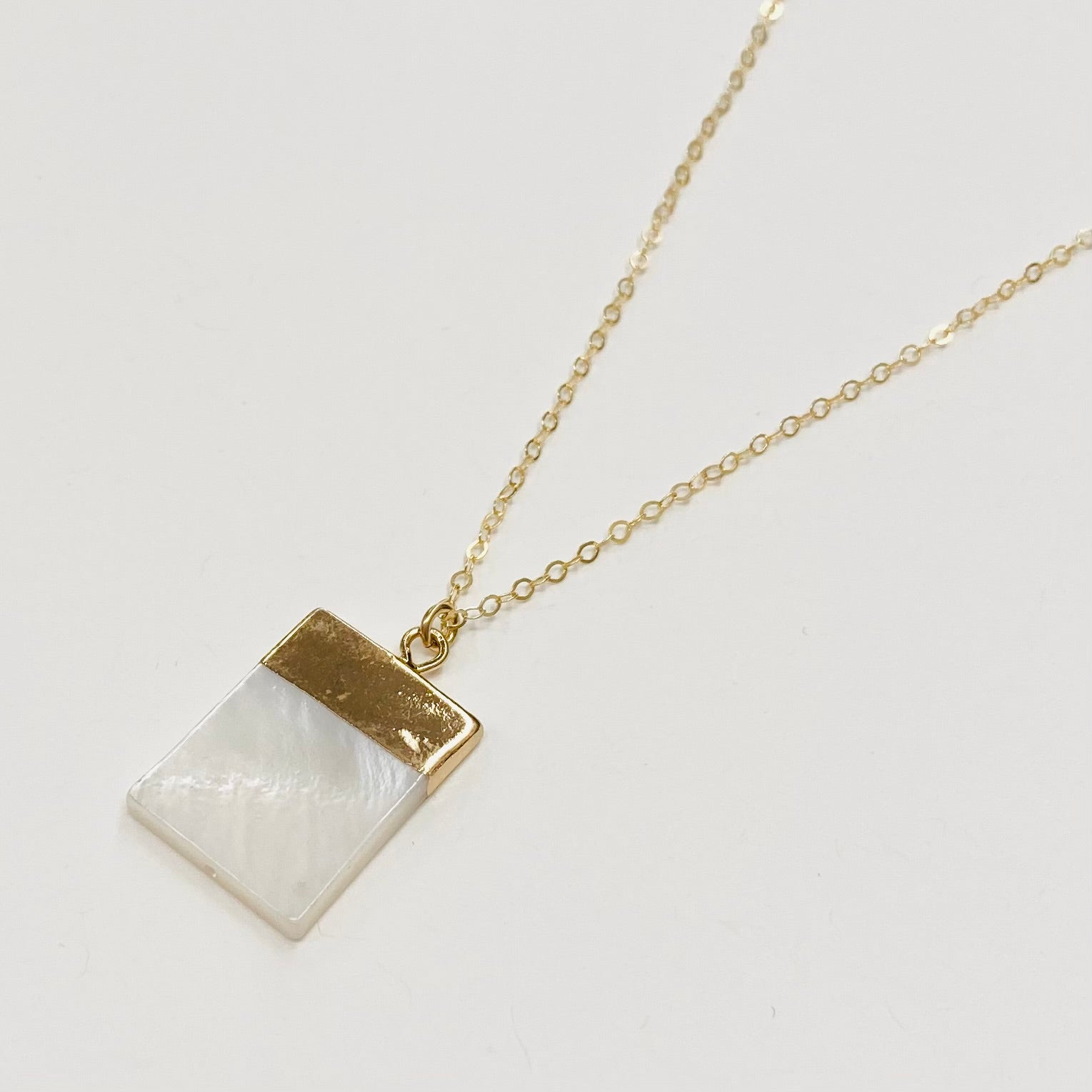 Liliana Rectangle White Shell Necklace | Gold - MTT Collective