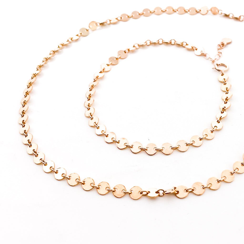 Luna Disc Chain Jewelry Set | Rose Gold - MTT Collective