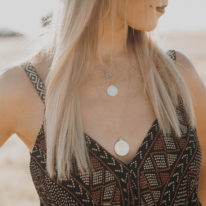 Maeve Large Double - Sided Elizabeth Isle Coin Necklace | Gold - MTT Collective