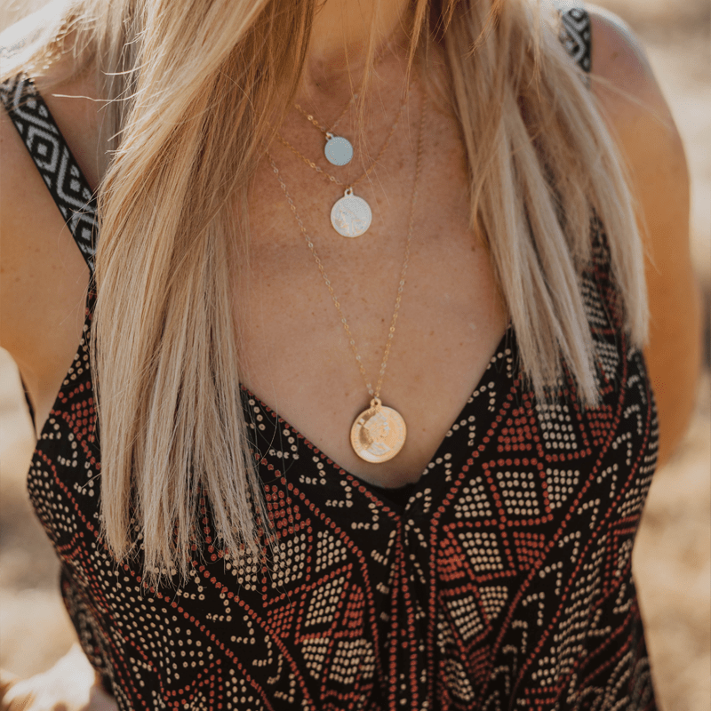 Maeve Large Double - Sided Elizabeth Isle Coin Necklace | Gold - MTT Collective