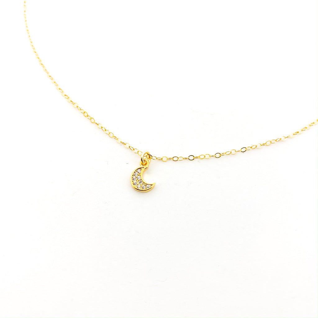 Margot Double Rhinestone Moon Necklace | Gold - MTT Collective