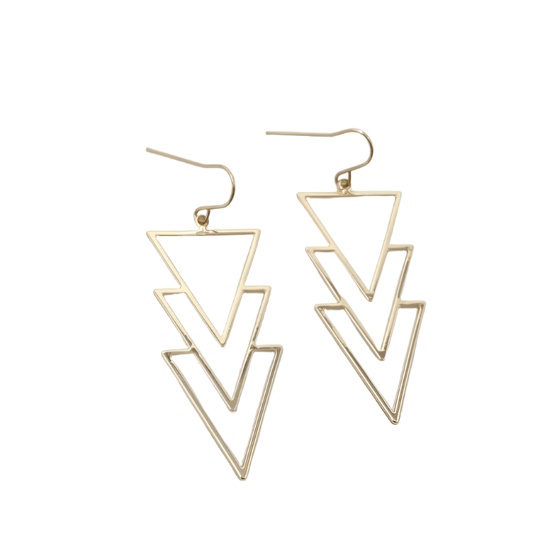 Mary Smooth Triple Triangle Earrings | Gold - MTT Collective