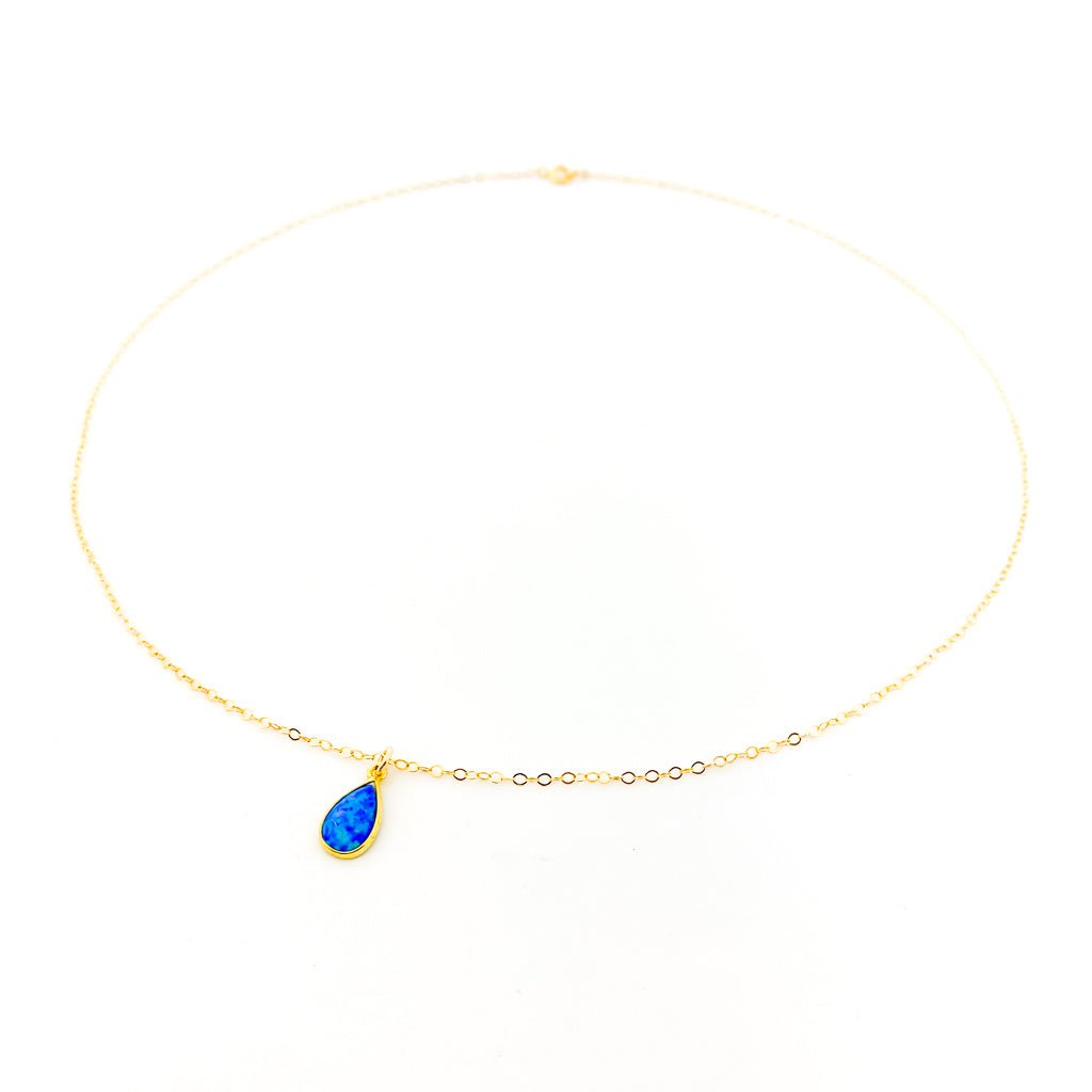 Mila Teardrop Blue Lab Opal Necklace - MTT Collective