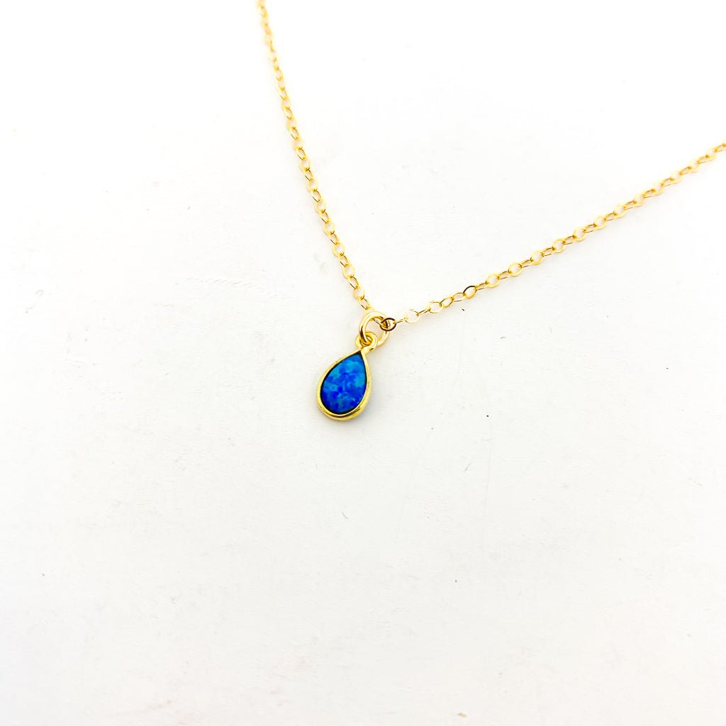 Mila Teardrop Blue Lab Opal Necklace - MTT Collective