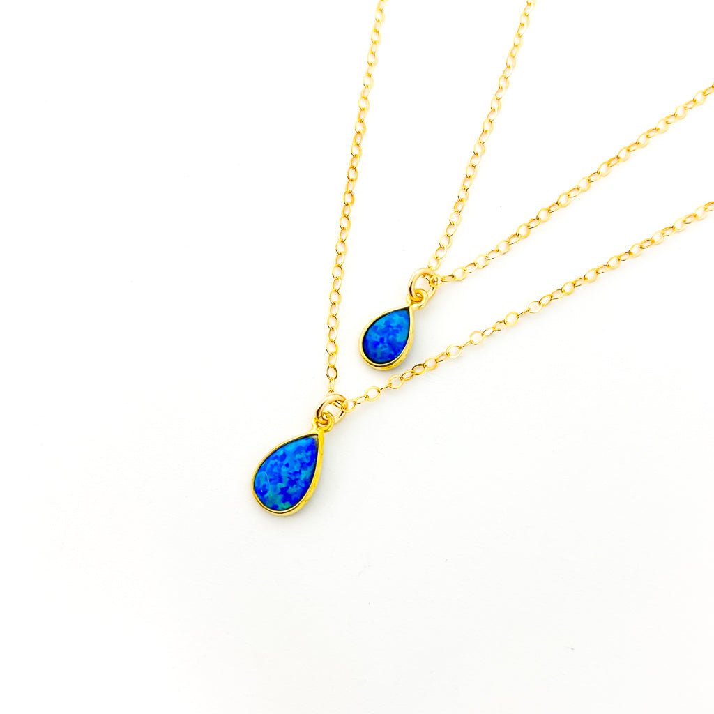 Mila Teardrop Blue Lab Opal Necklace - MTT Collective