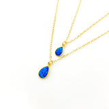 Mila Teardrop Blue Lab Opal Necklace - MTT Collective