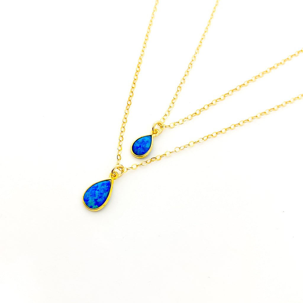 Mila Teardrop Blue Lab Opal Necklace - MTT Collective