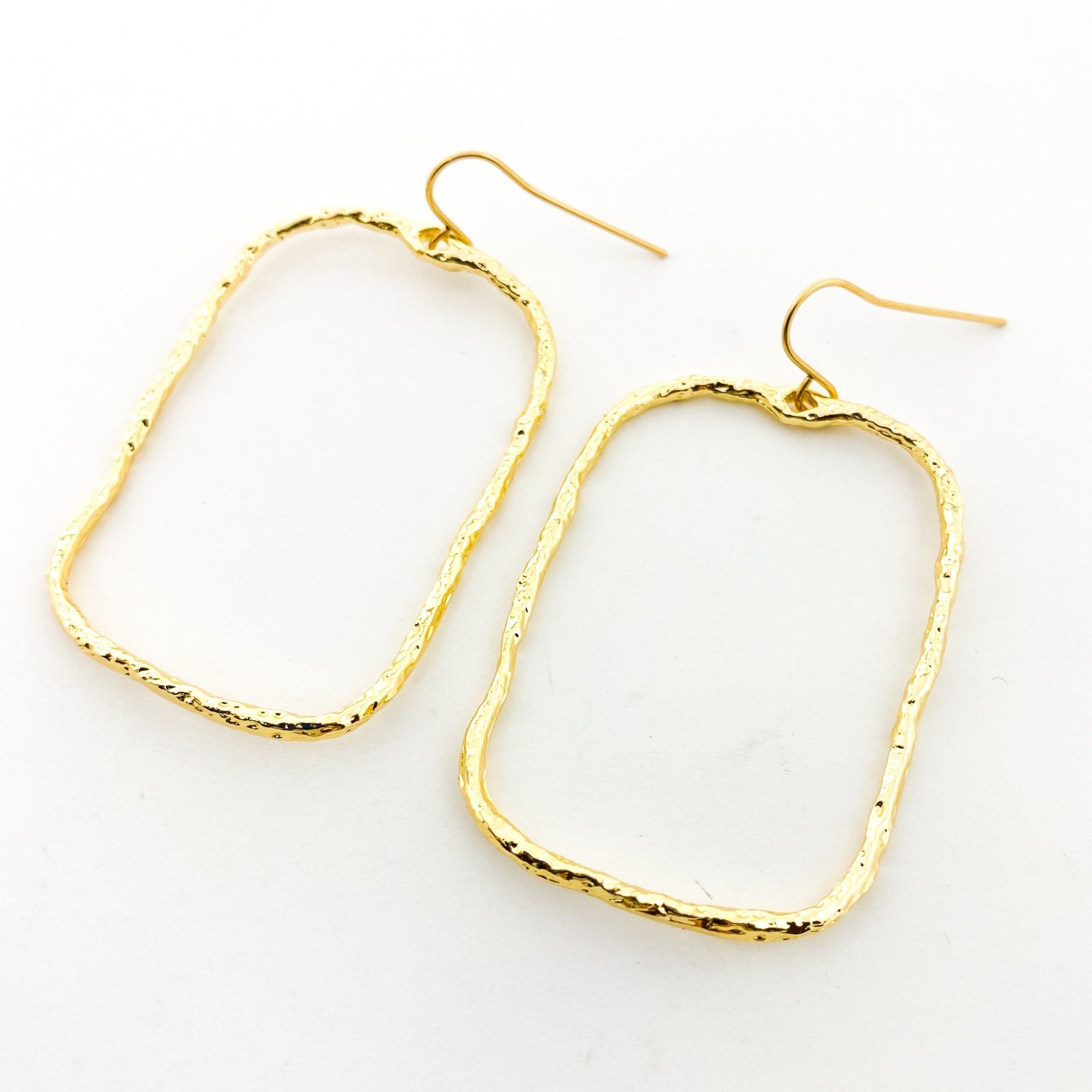 Mira Twisted Hammered Wide Rectangle Earrings - MTT Collective