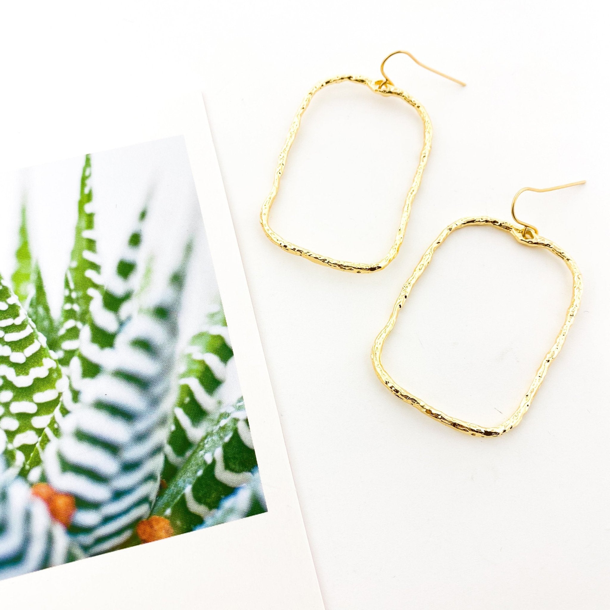 Mira Twisted Hammered Wide Rectangle Earrings - MTT Collective