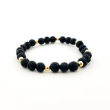 Isabelle Gold Accented Triple Lava Stone Bracelet | 6mm - MTT Collective