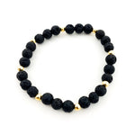 Isabelle Gold Accented Triple Lava Stone Bracelet | 6mm - MTT Collective