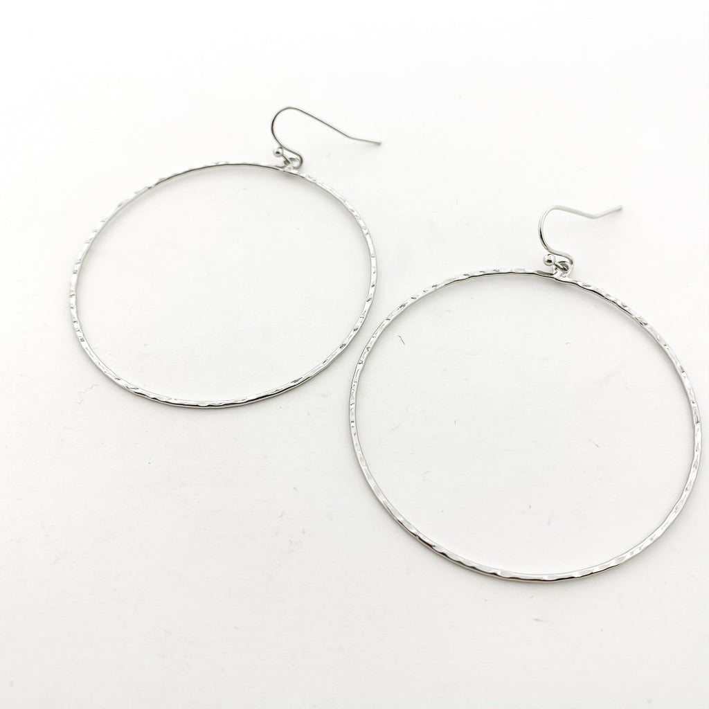 TWISTED HAMMERED HOOP EARRINGS | RHODIUM PLATED - MTT Collective